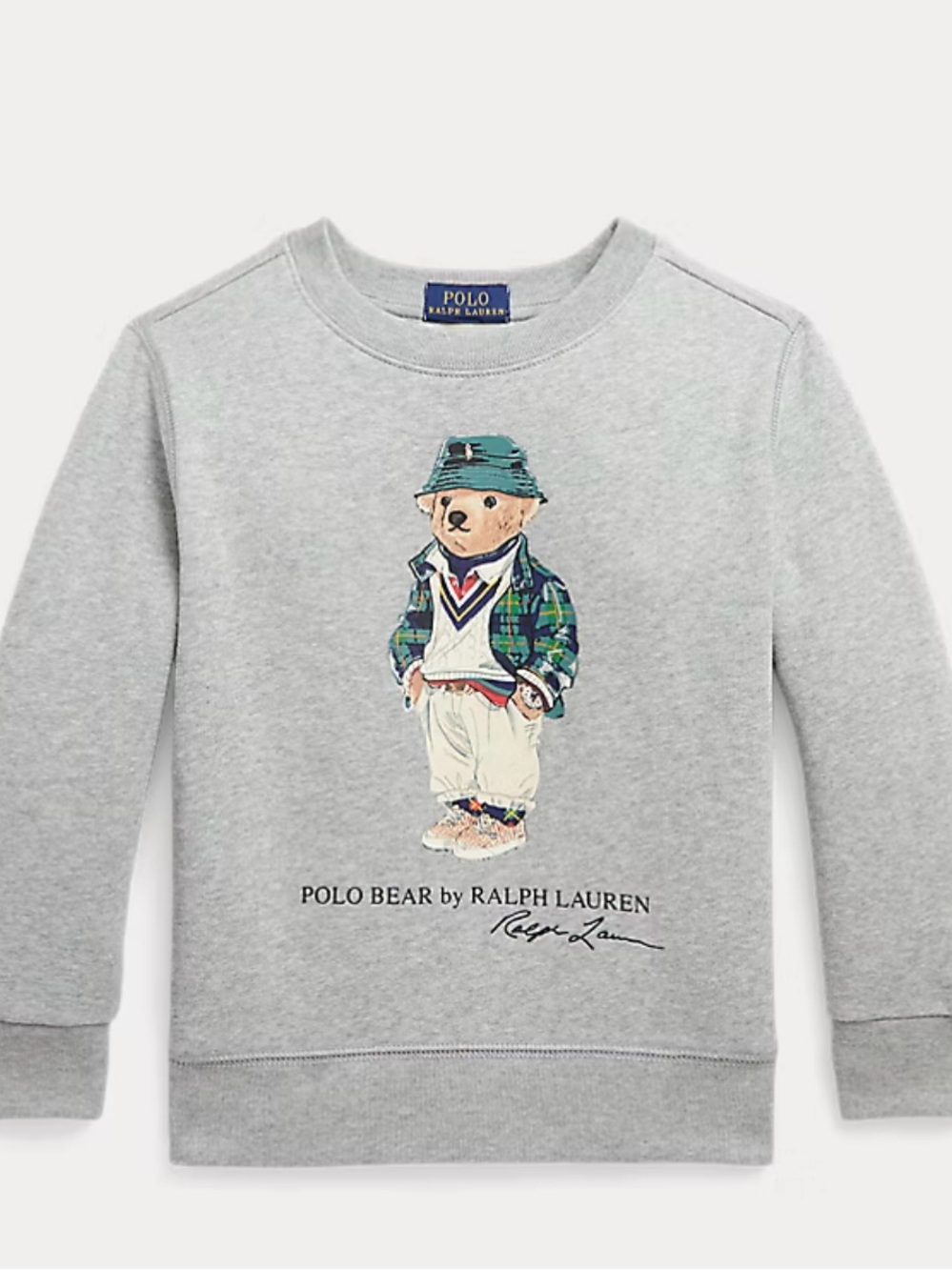 Polo by Ralph Lauren Gray Polo Bear Crew Sweatshirt for Kids - Picture 2 of 5